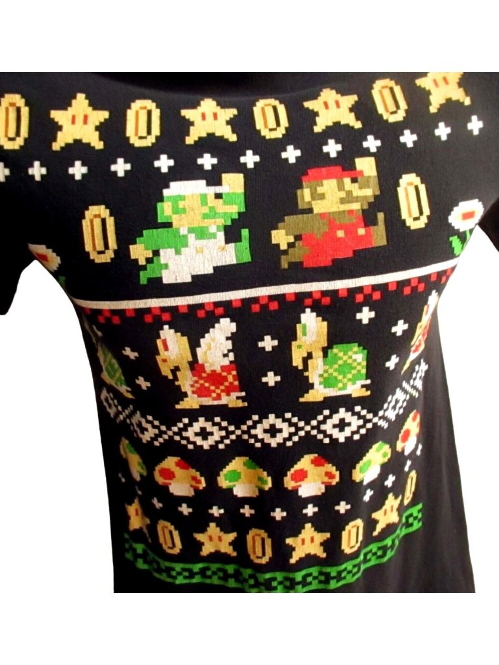 Nintendo T-shirt XS Super Mario Bros. Mens NES 8-Bit XS Black Black Turtle Bros